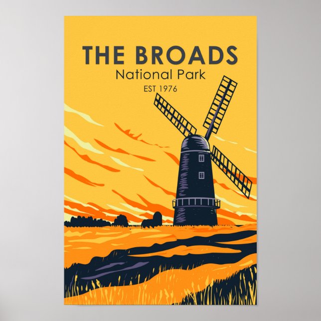 The Broads National Park England Vintage  Poster (Front)