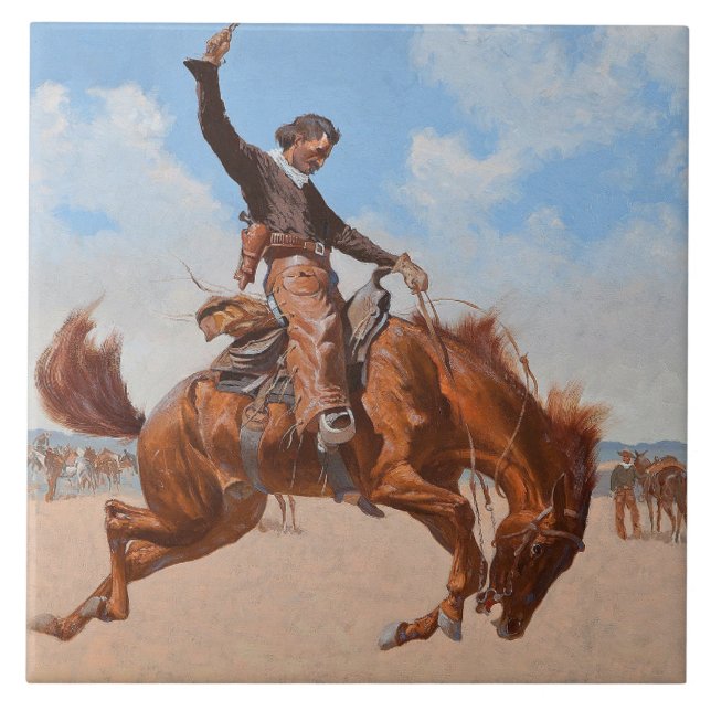 The Bronco Buster (by Frederic Remington) Ceramic Tile (Front)