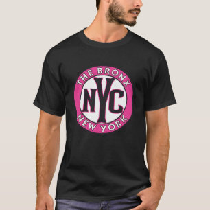 The Bronx New York Magenta and Black Circle Sign T-Shirt