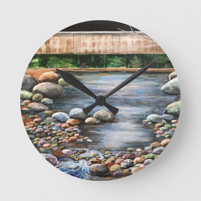 The Brook Original Hand Painted Art Round Clock (Front)