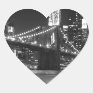 The Brooklyn Bridge - Black and White Heart Sticker