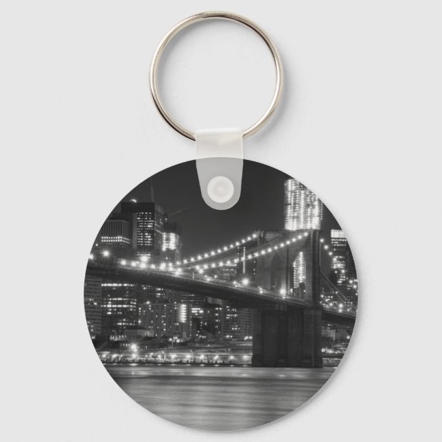 The Brooklyn Bridge - Black and White Key Ring (Front)