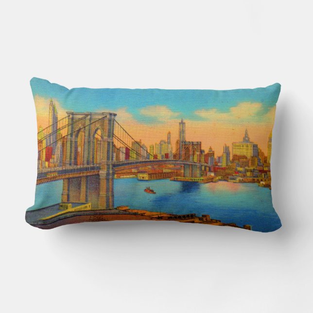 the Brooklyn Bridge print Lumbar Cushion (Front)