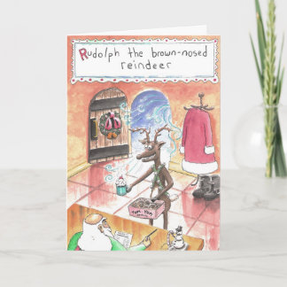 the Brown-nosed Reindeer Holiday Card