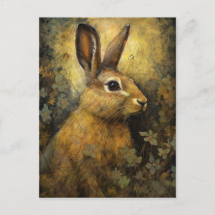 The Brown Rabbit and Flowers Postcard
