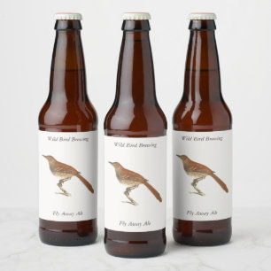 The Brown Thrush or Brown Thrasher, New York Birds Beer Bottle Label