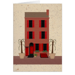 The Brownstone With Potted Trees Blank Note Card