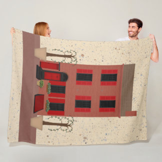 The Brownstone With Potted Trees Fleece Blanket