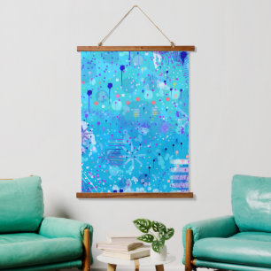 The Bubble Machine: Blue Abstract Art Hanging Tapestry