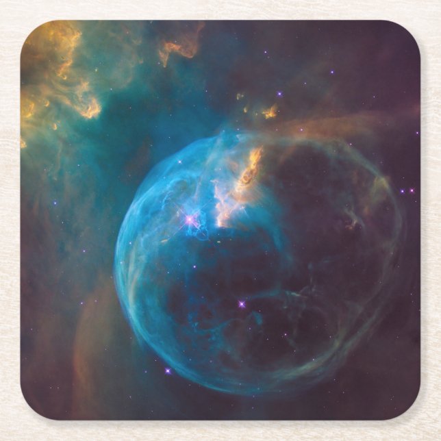 The Bubble Nebula, Ngc 7635. Square Paper Coaster (Front)