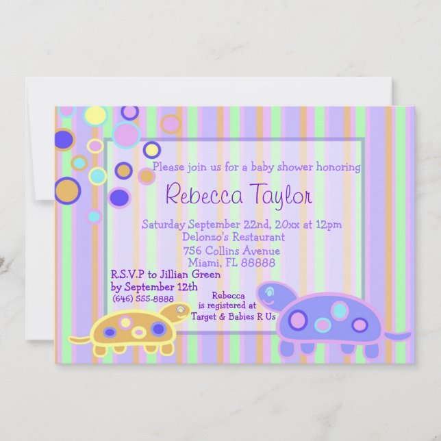 The Bubbly Turtle Baby Shower Invitation (Front)