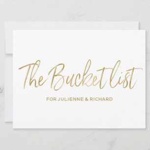 "The bucket list" Wedding Sign   Stylish Golden