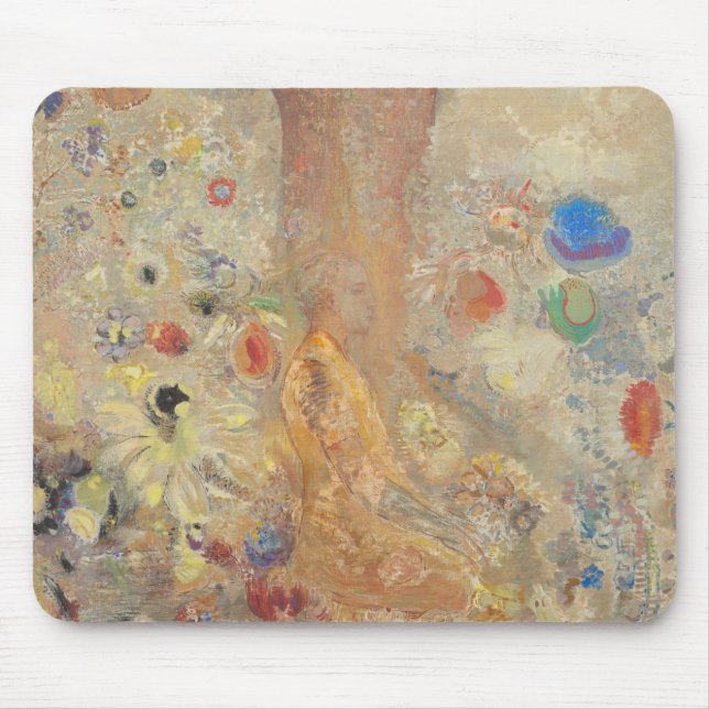 The Buddha by Odilon Redon Mouse Pad (Front)