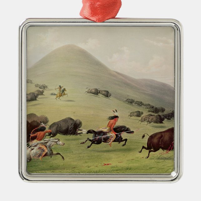 The Buffalo Hunt, c.1832 Metal Tree Decoration (Front)