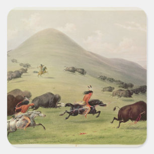 The Buffalo Hunt, c.1832 Square Sticker