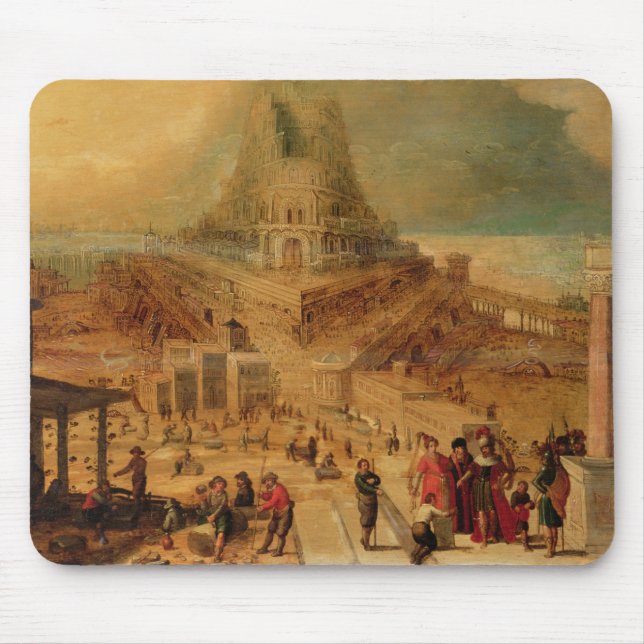 The building of the Tower of Babel (panel) Mouse Pad (Front)