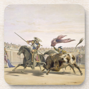The Bull Following up the Charge, 1865 (colour lit Coaster
