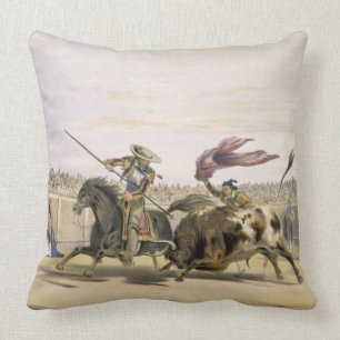 The Bull Following up the Charge, 1865 (colour lit Cushion