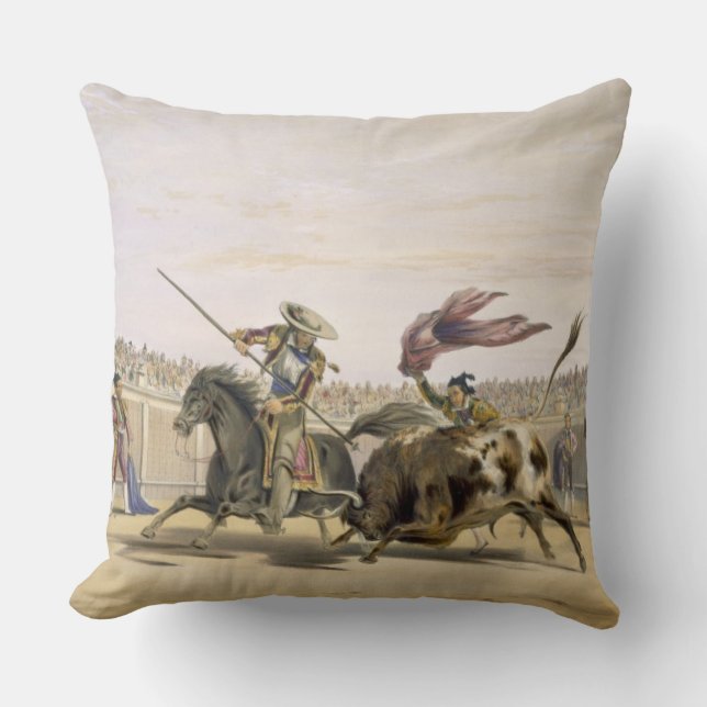 The Bull Following up the Charge, 1865 (colour lit Cushion (Front)