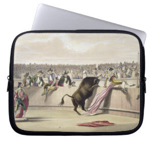 The Bull Leaping the Barriers, 1865 (colour litho) Laptop Sleeve