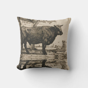 The Bull Vintage Art by Paulus Potter Cushion