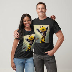 The Bumble Giraffe Whimsical Digital Art  T-Shirt