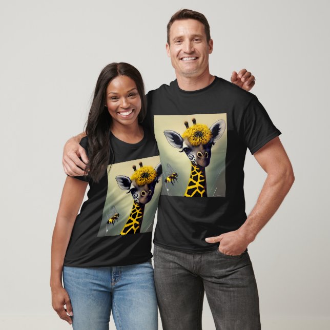 The Bumble Giraffe Whimsical Digital Art  T-Shirt (Unisex)