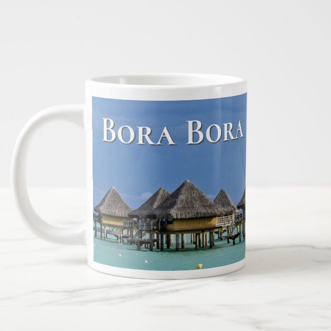The Bungalows of Bora Bora Large Coffee Mug (Left)