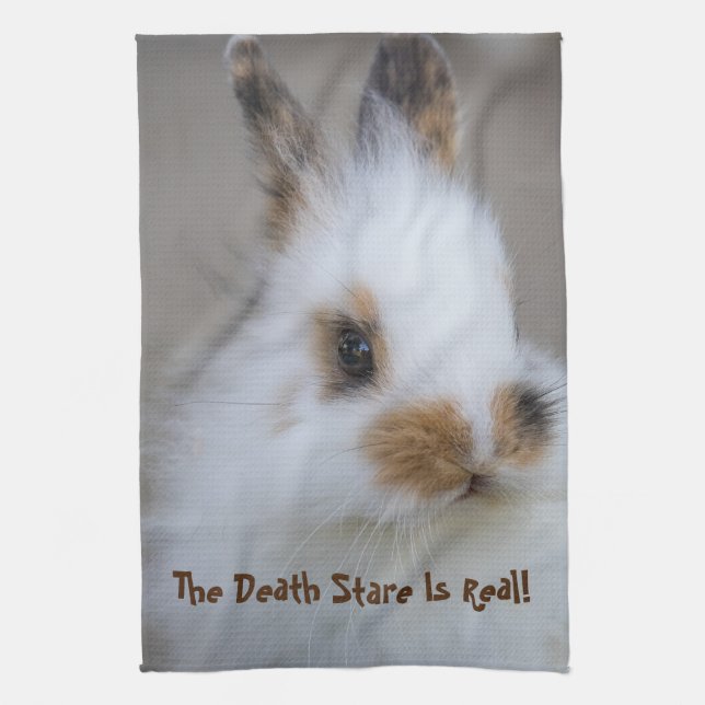 The BUNNY Death Stare is Real! Add Own Photo Tea Towel (Vertical)