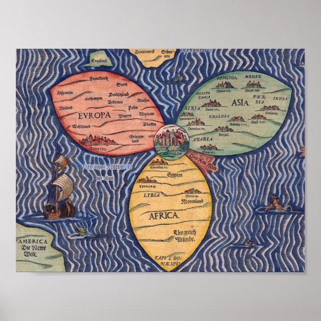 THE BUNTING CLOVER LEAF MAP OF JERUSALEM (1581) POSTER (Front)