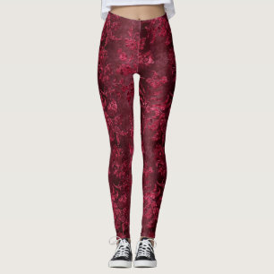 The Burgundy Velvet  Series Design 3  Leggings