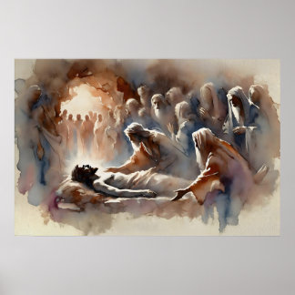 The Burial Of Jesus – Watercolor Christian Art Poster
