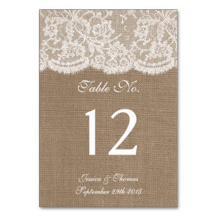 The Burlap & Lace Collection Table Number Cards