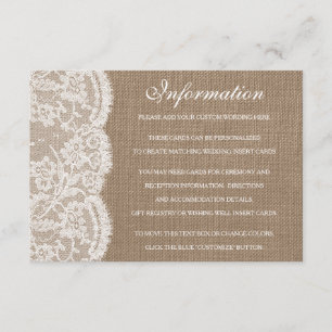The Burlap & Lace Wedding Collection Detail Cards