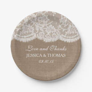 The Burlap & Lace Wedding Collection Paper Plate