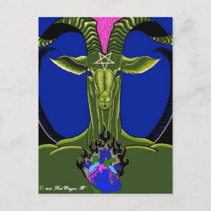 The Burning Heart of Satan (green) postcard