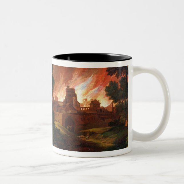 The Burning of Troy Two-Tone Coffee Mug (Right)