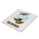 The Burren County Clare Ireland Ceramic Tile<br><div class="desc">The Burren County Clare Ireland retro travel map featuring a old vintage style bi plane.</div>