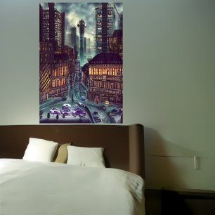The busy downtown AI Art Poster