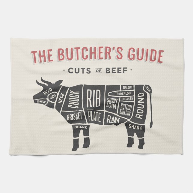 The Butchers Guide Cuts of Beef Tea Towel (Horizontal)