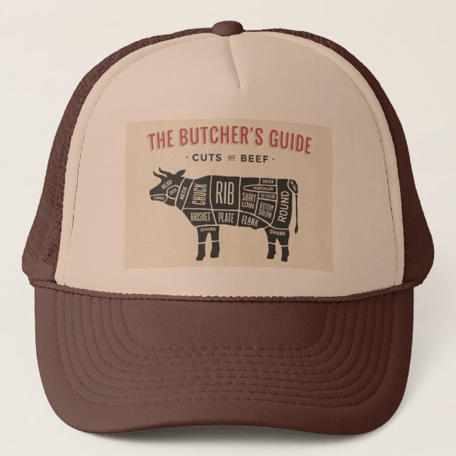 The Butchers Guide Cuts of Beef Trucker Hat (Front)