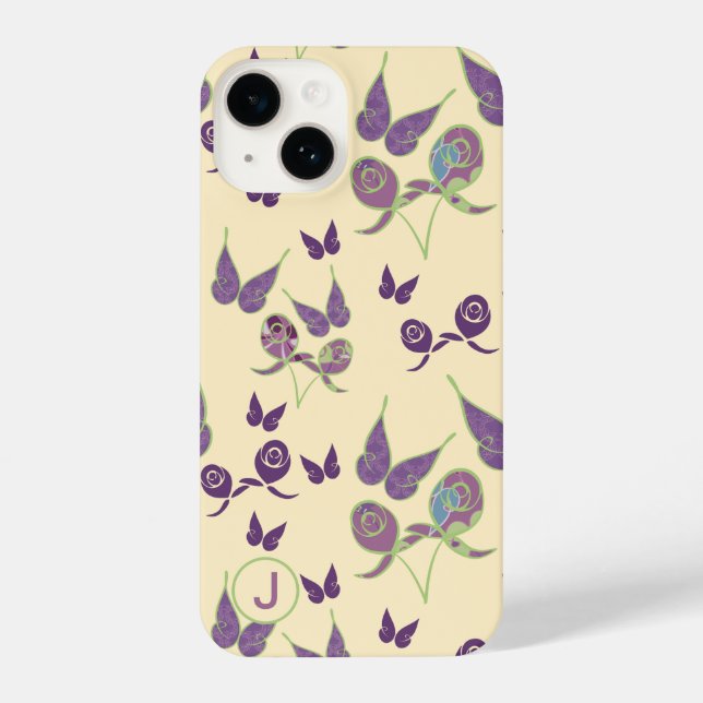 The Butterfly Joy in Cream iPhone 14 Case Monogram (Back)