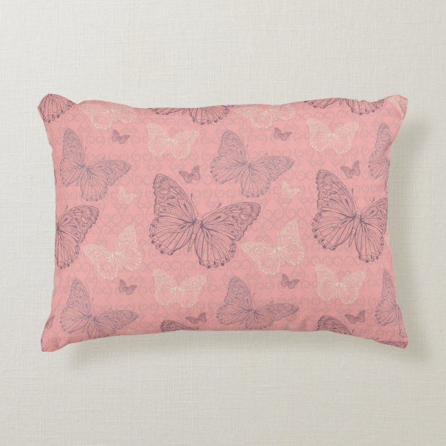 The Butterfly Pink Decorative Cushion (Front)