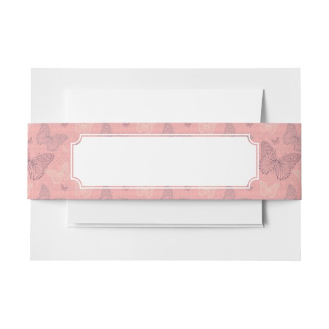 The Butterfly Pink Invitation Belly Band (Front Example)
