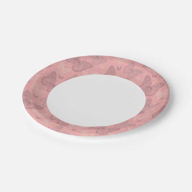 The Butterfly Pink Paper Plate (Angled)