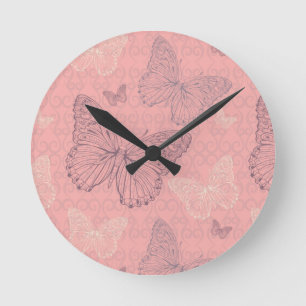 The Butterfly Pink Round Clock