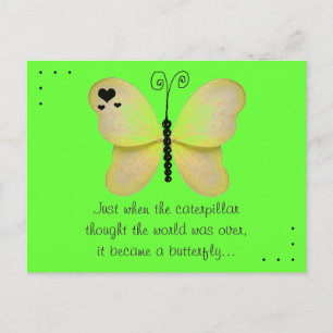The Butterfly Quote Green and Yellow Postcard