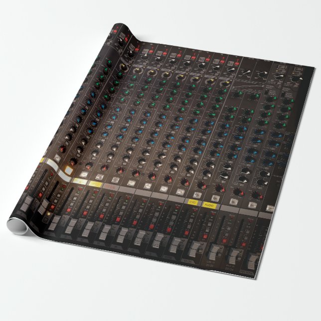 The button on the audio mixer wrapping paper (Unrolled)