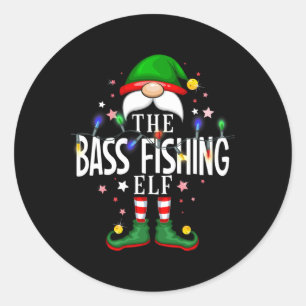 The Byb Fishing Elf Christmas Family Pajama Party Classic Round Sticker