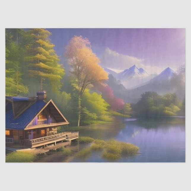 The Cabin at the Mountain Stream Tissue Paper (Front)